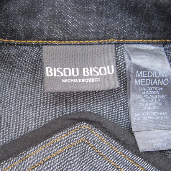 Bisou Bisou Michele Bohbot Women's 3 Button Blue Jean Jacket w/Belt Size Medium - Picture 11 of 11